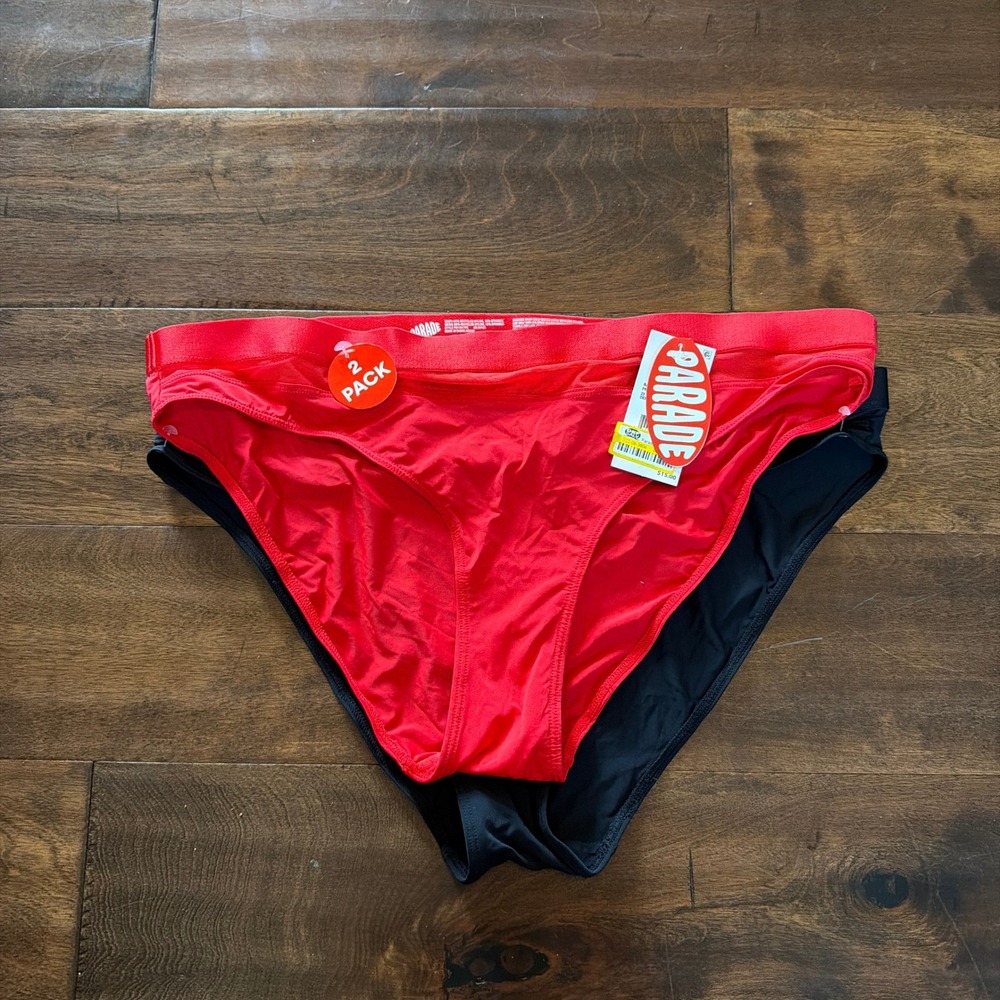 Parade 2 Pack Mesh Hiphugger Underwear Red Black Recycled Nylon Size L PR11017PK
